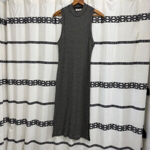 Madewell Black and White Striped Midi Dress